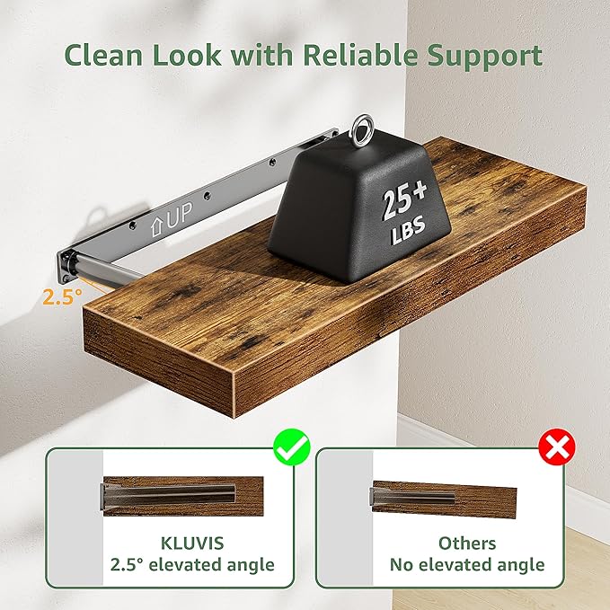 Bathroom Floating Shelves for Wall - Shelf Over Toilet Storage Small Farmhouse Decor Shelves (15.7 inch, Set of 3, Rustic Brown)-NeatNest
