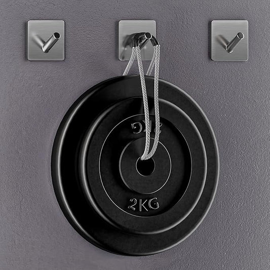 Brushed Nickel Self Adhesive Towel Hooks for Bathroom Wall Door Mounted - SUS304 Stainless Steel Strong Strips Stick on 3M Wall Hooks for Hanging Coat, Hat, Bag, Key, Jacket – 6 Pack-NeatNest