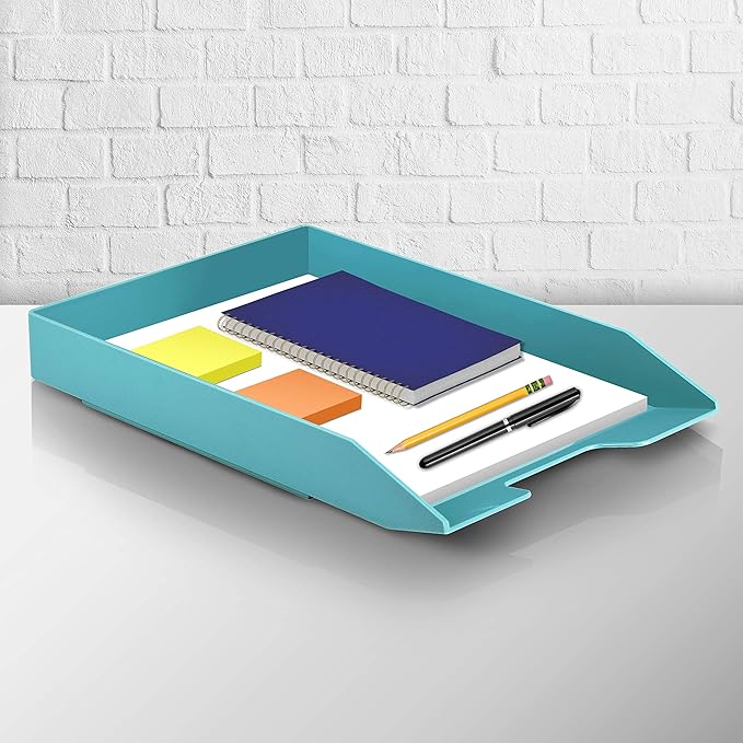 Acrimet Stackable Letter Tray Front Load, Letter Size, Plastic, Solid Green Color, 1 Unit-NeatNest