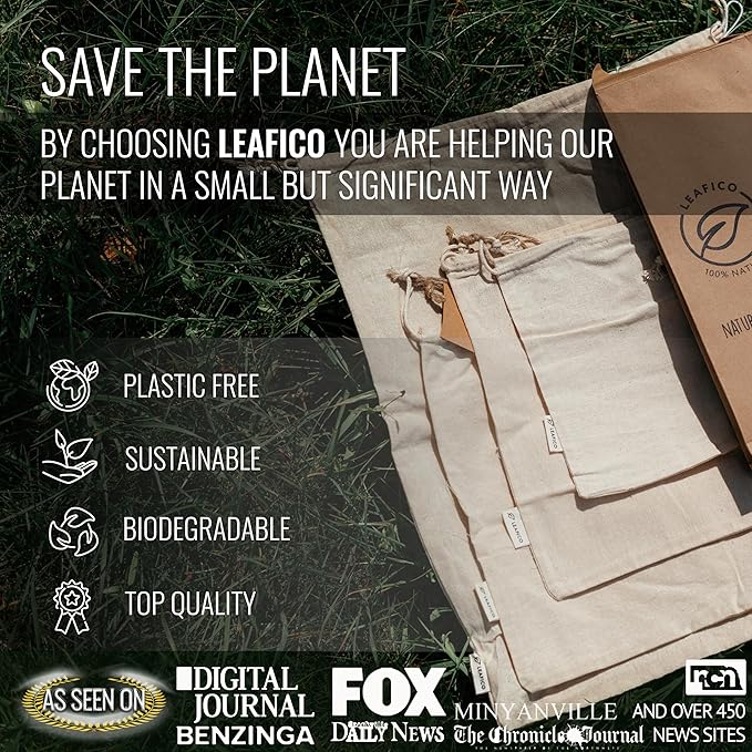 Cotton Storage Bags – X-Large 14x17 Inch (6-Pack) – Reusable Muslin Bags with Drawstrings – Biodegradable Canvas Fabric Sacks – Perfect for Bread, Bulk Produce, Potatoes, Onions, Shoes-NeatNest