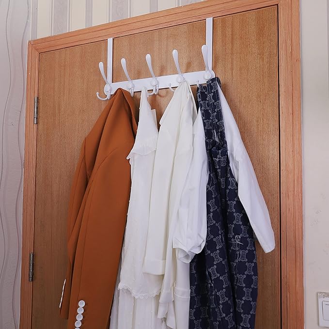 Encozy Over The Door Hooks,Coat Rack for Hanging Clothes Hat Towel (Heavy Duty White 1pcs)