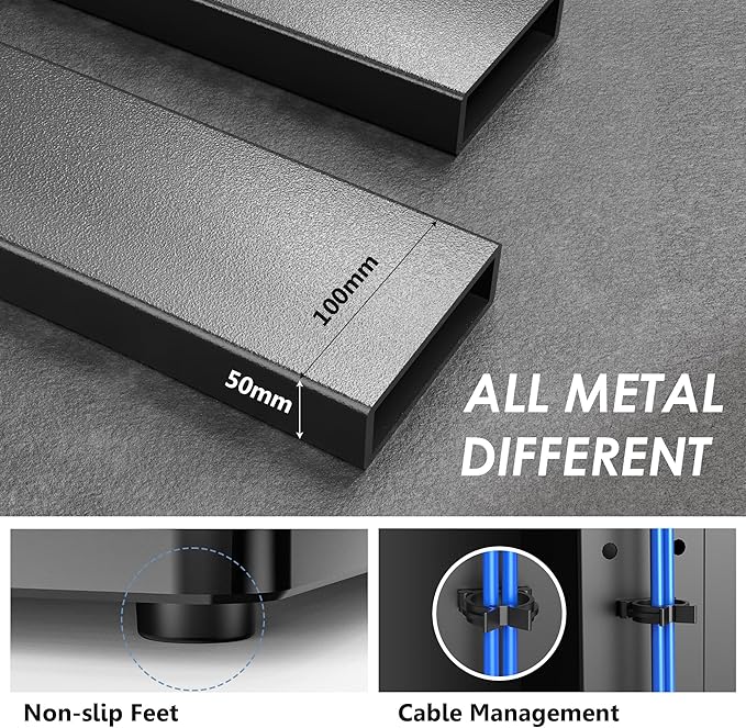 FITUEYES Universal TV Stand with Power Outlets for 50-85 inch TVs, Swivel&Height Adjustable Tall TV Stand for Bedroom Living Room, 27.5''Large Tempered Glass Base Holds up to 143 lbs.