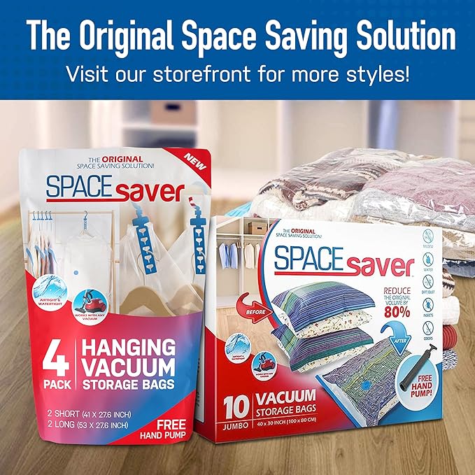 16 Pack Roll Up Vacuum Storage Bags for Comforters, Blankets & Clothes – Vacuum Sealed Compression Bags with Hand Pump – Space Saver Storage Bags for Bedding, Moving, Travel & Organization (4S & 2L)