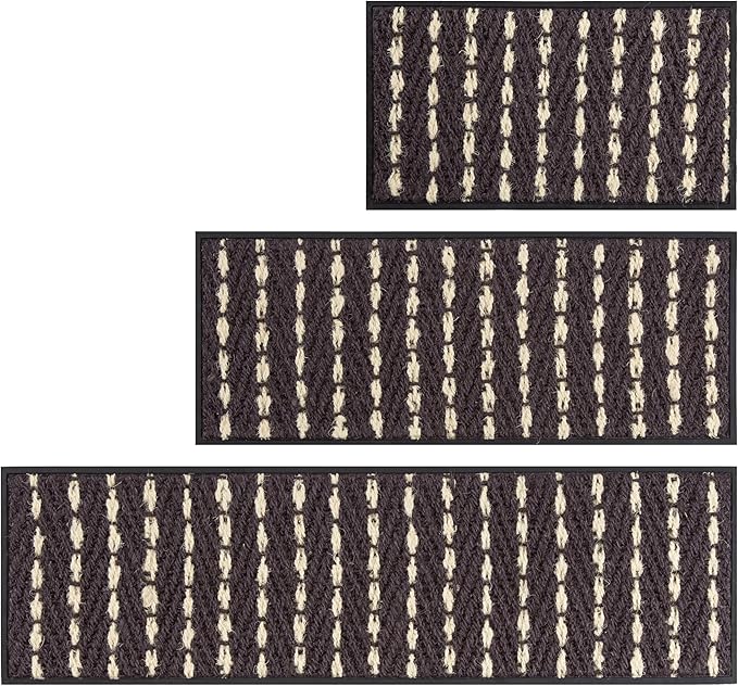 Anji Mountain AMB0BT4F-008 Black Rubber Boot/Shoe Tray with Coir, Fits 4 Pair (46.5" Wide), Gray & Ivory Insert