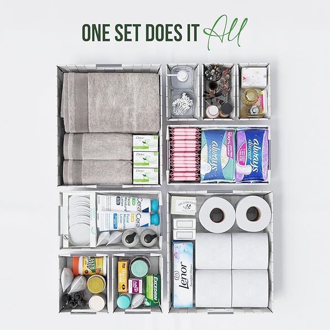 Baskets For Organizing Set Of 9 White - Storage Baskets For Shelves - Perfect Closet Organizer Bins, Bathroom Basket, and Pantry Basket - Small Storage Bins For Shelves - Bin For Organization-NeatNest