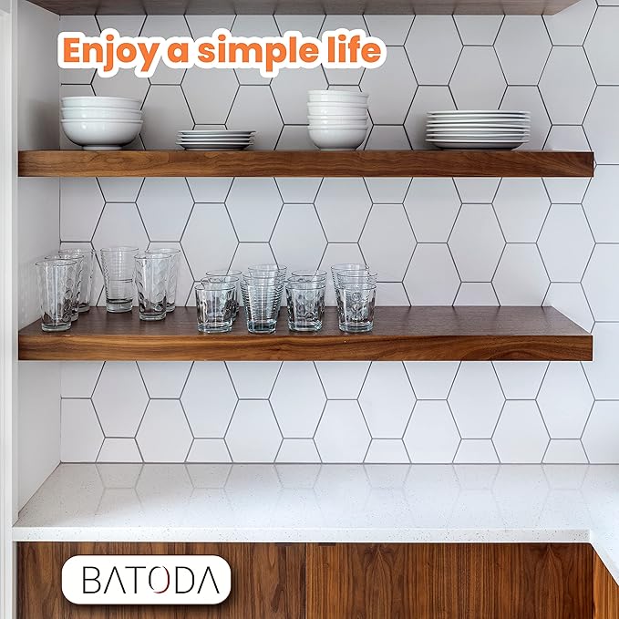 BATODA Set of 2 24" Acacia Wood Floating Shelves Wall Mounted – Rustic Farmhouse Wooden Wall Storage Shelf for Bedroom, Kitchen, Home Décor - Brackets and Shelving Hardware Included-NeatNest