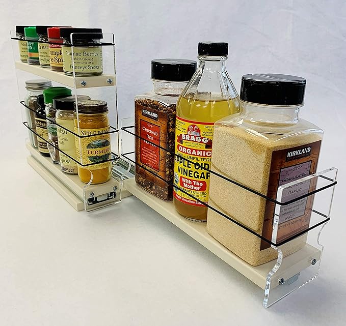 Vertical Spice Combo Spice Rack Drawer - Pull Out Pantry Organizers and Storage - Kitchen Cabinet Organizer - Seasoning Sliding Caddy - Made in USA (5.75" W x 9.25" H x 10.60" D, Assembled)