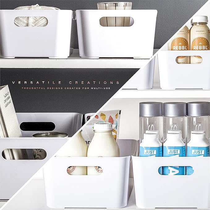 BINO Plastic Storage Bins - Small 2 Pack, White - THE SOHO COLLECTION - Pantry Organizers and Fridge Organizer-NeatNest