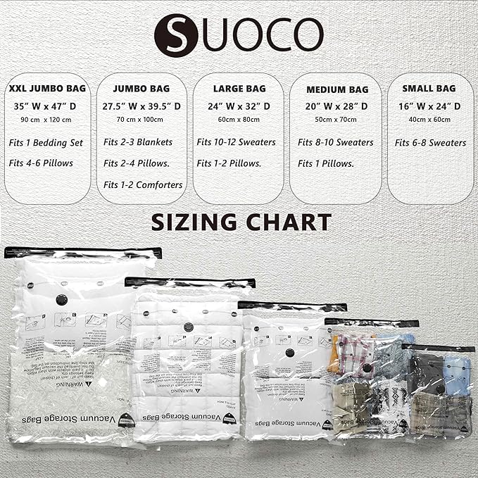 Vacuum Storage Bags 8 Small, Space Saver Bags with Travel Hand Pump, Compression Airtight Sealer Bags for Clothes, Bedding, Pillows, Comforters, Blankets-NeatNest