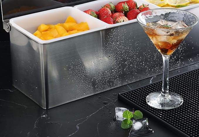 New Star Foodservice | Multi-Compartment Restaurant-Grade Condiment Dispensers (Silver, 3 Compartments)-NeatNest