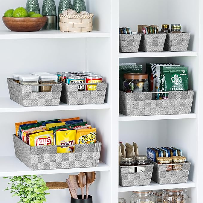 Baskets For Organizing Set Of 9 Grey - Storage Baskets For Shelves - Perfect Closet Organizer Bins, Bathroom Basket, and Pantry Basket - Small Storage Bins For Shelves - Bin For Organization-NeatNest