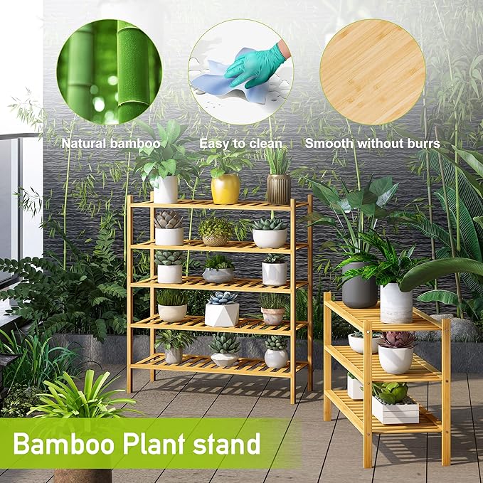 BMOSU 5-Tier Bamboo Shoe Rack Premium Stackable Shoe Shelf Storage Organizer for Hallway Closet Living Room Entryway Organizer (Natural Bamboo)-NeatNest