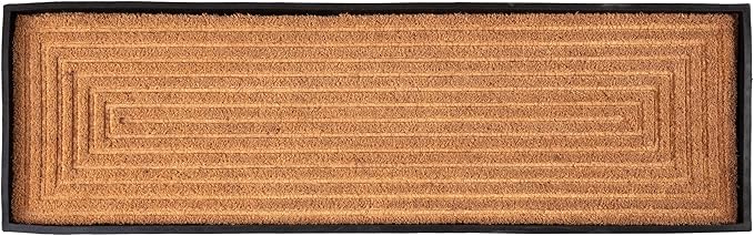 Anji Mountain AMB0BT4F-018 Black Rubber Boot/Shoe Tray with Coir, Fits 4 Pair (46.5" Wide), Rectangle Embossed Insert