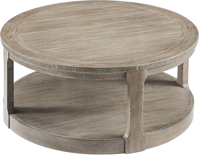 kevinplus 40'' Round Wood Coffee Table Circle Coffee Table with 4 Wheel for Living Room, Moveable Modern Retro Farmhouse Style, Easy Assembly, Light Brown (ø40'' x 17.52'')