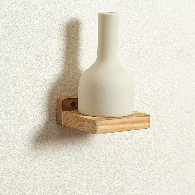 Freezing point Small Floating Shelf for Wall Set of 4 Natural Wood 4Inch Mini Wall Shelves Decor Plant Display Collectibles Mounted Kitchen Bathroom Bedroom Corner Decorative Storage Tiny Stand-NeatNest