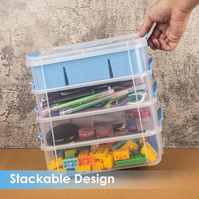 Art Supply Storage Organizer with 2 Removable Trays, 4-Layer 11QT Durable Craft Organizers and Storage for Sewing, Tool, Office Supplies, Art, Craft Supplies