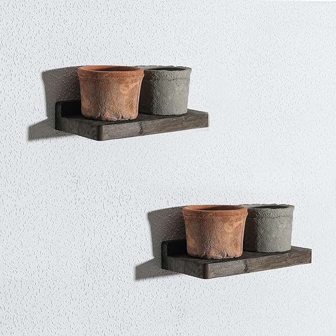 Freezing point Small Floating Shelves for Wall Set of 2 Natural Wood 8×4Inch Wall Shelf Mini Corner Shelf Decor Plant Display Mounted Kitchen Bathroom Bedroom Decorative Storage Tiny Stand