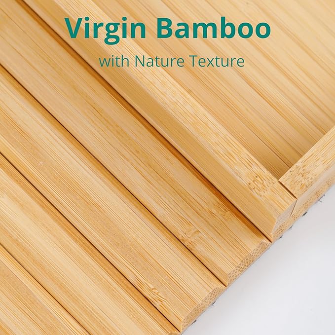 DETOR Couch Arm Tray, Foldable Sofa TV Tray with Capacious 12.4" x 5.4" Storage Box, Natural Bamboo Finish, Enhanced Nonslip Felt Bottom, Sturdy Bamboo Slats Material | for Armrests 6" and Wider-NeatNest