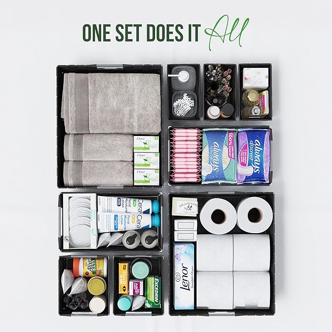 Baskets For Organizing Set Of 9 Black - Storage Baskets For Shelves - Perfect Closet Organizer Bins, Bathroom Basket, and Pantry Basket - Small Storage Bins For Shelves - Bin For Organization-NeatNest