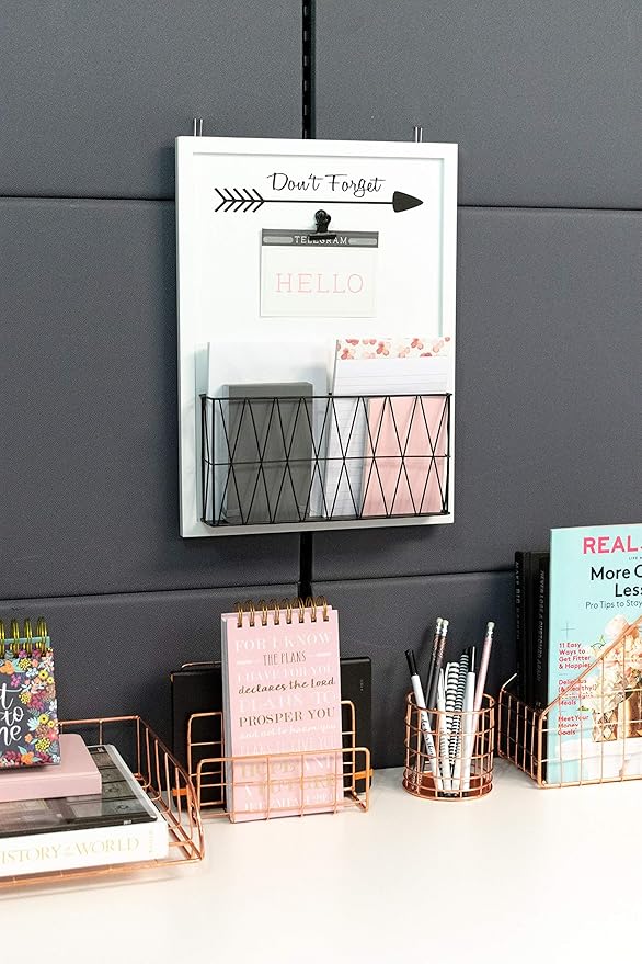 BLU MONACO Rustic Farmhouse Wall-Mounted Mail Holder – White Wooden with Iron Black Metal Basket & Note Clip – for Office, Kitchen, Entryway Storage-NeatNest