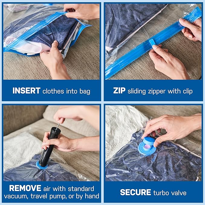 Spacesaver 3 Pack Jumbo Vacuum Storage Bags - 40" x 30 Heavy Duty Blanket Storage Bag with Pump - Space Saver for Clothes, Comforters, and Bedding - Compression Bags to Store Blankets for Travel-NeatNest