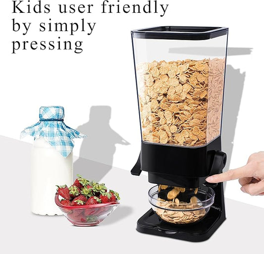 Cereal Dispenser Countertop, 5L Kitchen Organization Cereal Containers Storage, Desktop Candy Dispenser Plastic Cereal Dispenser, Snack Containers Can Hold Granola, Dry Food, nut, Grain (Black, 2Pc)-NeatNest