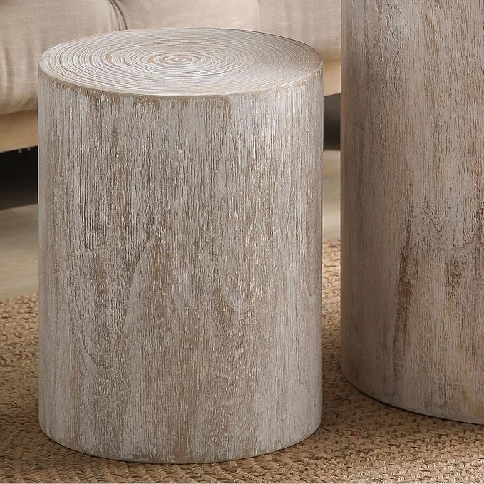 kevinplus Round Nesting Small Coffee Table Side Table End Set of 3 for Living Room Bedroom, Farmhouse Countryside Style, No Assembly, Antique White
