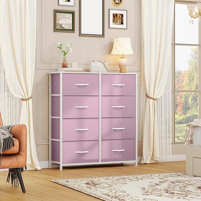 DWVO Fabric Dresser for Room, Tall Storage 8 Drawers, Black Dresser & Chest of Drawers, Storage Drawer Organizer for Closet, Living Room-NeatNest