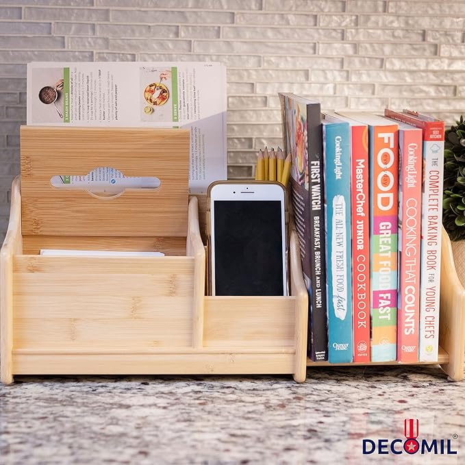 DECOMIL Bamboo Desk Organizer, Wood Desktop Shelf, Perfect Office Decor for Office Supplies Storage, Multifunction Desktop Organizer Shelf-NeatNest
