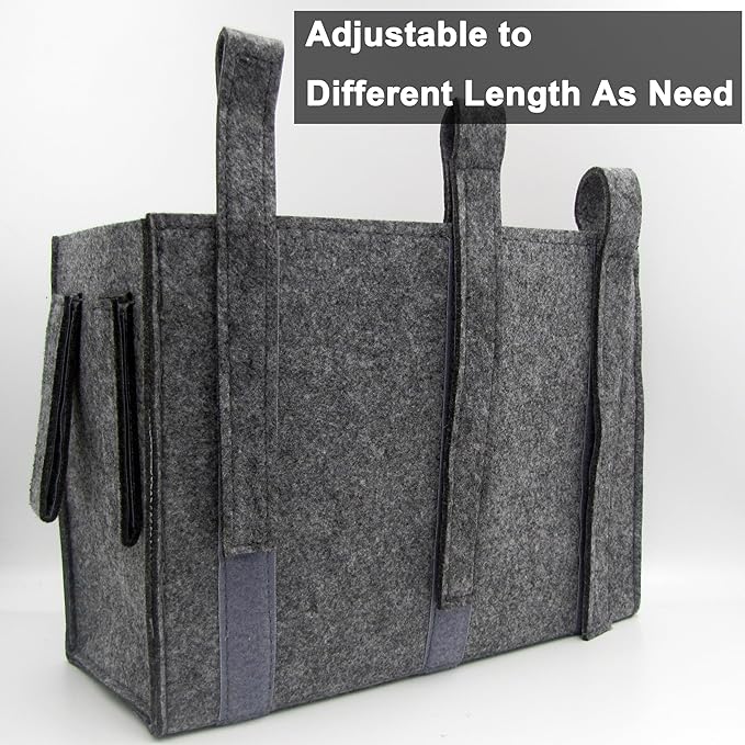 Bedside Caddy, Hanging Storage Bag, Chair Organizer Caddy, Remote, Magazine, Drink Bottle, Cell Phone Holder with Fixed Straps for Hospital Bed, Dorm Bed, Baby Stuff, Office (Grey Small)-NeatNest