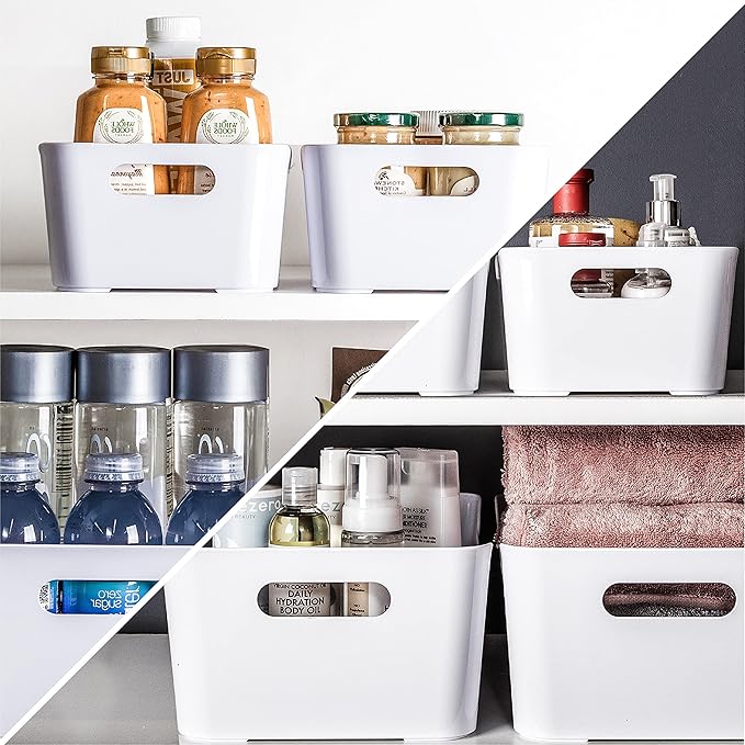 BINO Plastic Storage Bins - Small 2 Pack, White - THE SOHO COLLECTION - Pantry Organizers and Fridge Organizer-NeatNest