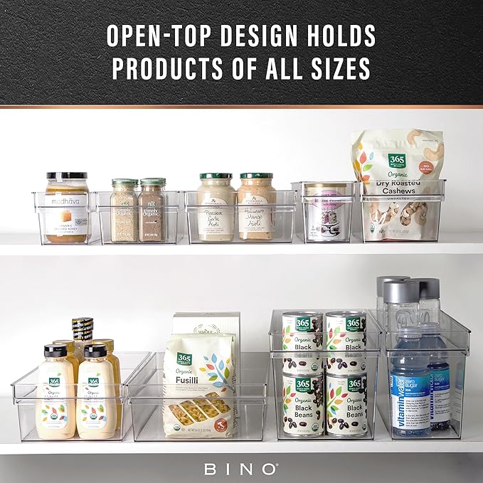 BINO | Plastic Storage Bins, Small - Shallow | THE HANDLER COLLECTION | Multipurpose Organizer Bins | Kitchen Pantry Organizers and Storage | Clear Containers for Organizing Home | Freezer Organizer-NeatNest