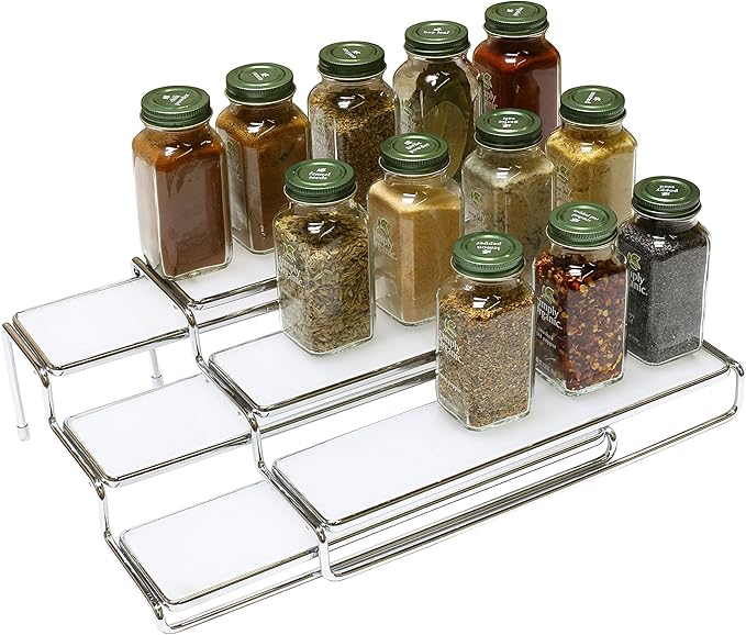 Deco Brothers Spice Rack 3 Tier Expandable Shelf Organizer, Chrome-NeatNest