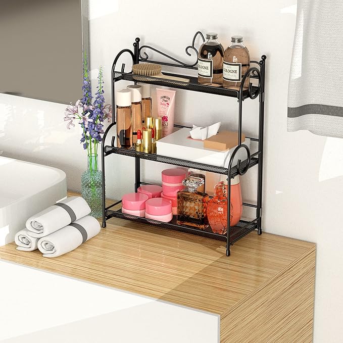 Bathroom Organizer Countertop - 3 Tier Spice Rack Organizer, Counter Organization and Storage for Bathroom, Kitchen, Bedroom, Offices, Foldable-NeatNest