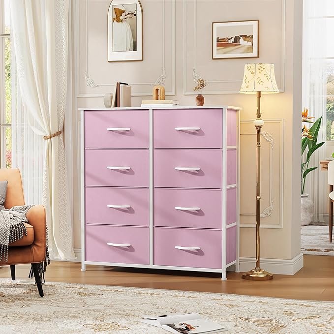 DWVO Fabric Dresser for Room, Tall Storage 8 Drawers, Black Dresser & Chest of Drawers, Storage Drawer Organizer for Closet, Living Room-NeatNest