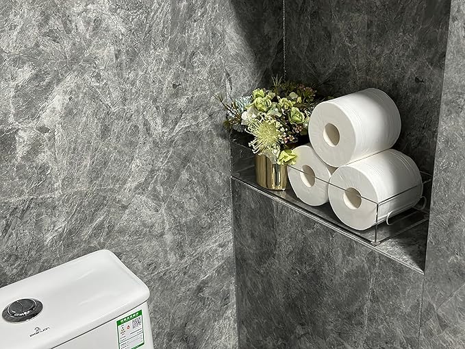 IEEK Toilet Paper Basket,Acrylic Toilet Paper Holder with Storage Modern Bathroom Tray with Handle and Non-Slip Mats for Toilet Tank Top Decorative,Clear Vanity Tray for Home Decor…-NeatNest