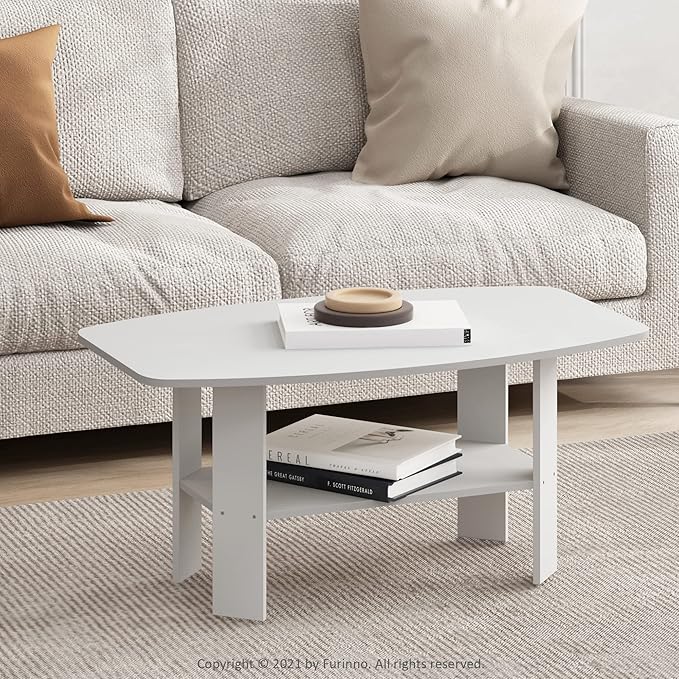 Furinno Simple Design, Coffee Table, White-NeatNest