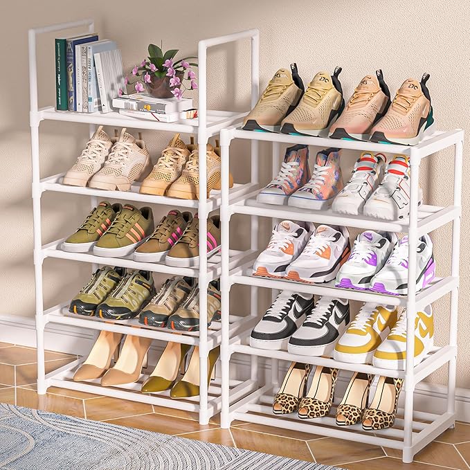 Shoe Rack Tall, Sturdy Metal Shoe Rack Organizer,Narrow Shoe Racks for Closets,Shoe Stand Shelf-NeatNest