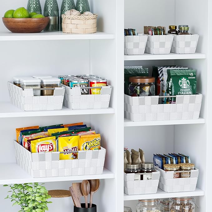 Baskets For Organizing Set Of 9 White - Storage Baskets For Shelves - Perfect Closet Organizer Bins, Bathroom Basket, and Pantry Basket - Small Storage Bins For Shelves - Bin For Organization-NeatNest