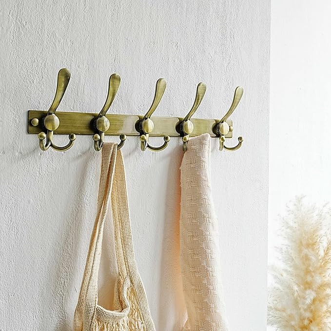 Dseap Coat Rack Wall Mount 2.0 Pro: Heavy Duty 300% Thicker, 16" Stud Mount, Stainless Steel Wall Coat Hooks Hanger for Clothes Jackets Hats Entryway Closet, MaxStrong, Antique Bronze, Pack of 2