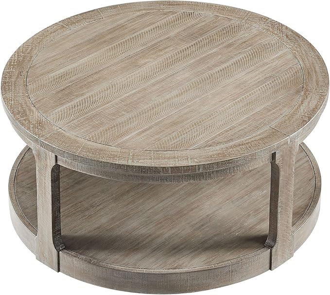 kevinplus 40'' Round Wood Coffee Table Circle Coffee Table with 4 Wheel for Living Room, Moveable Modern Retro Farmhouse Style, Easy Assembly, Light Brown (ø40'' x 17.52'')