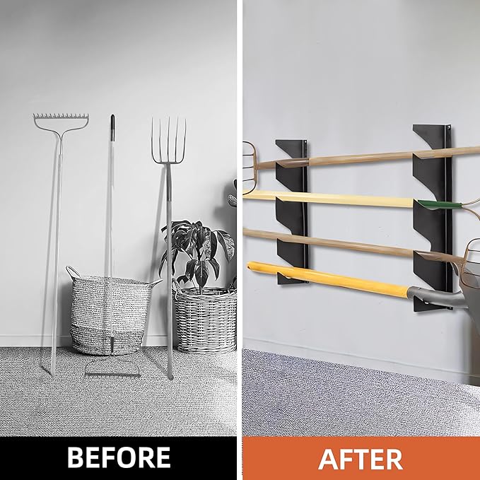 CZWL&HG Heavy-Duty Garden Tool Organizer Wall Mount – Garage Wall Storage Rack for Shovels, Rakes & Long-Handled Tools – Solid Steel, Holds 250 lbs-NeatNest