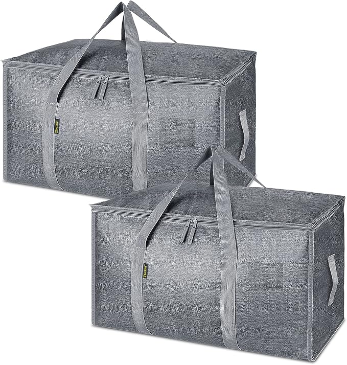 BALEINE 2-Pack Oversized Moving Bags with Reinforced Handles, Heavy-Duty Storage Tote for Clothes, Moving Supplies (Winter Grey, 2-Pack)-NeatNest