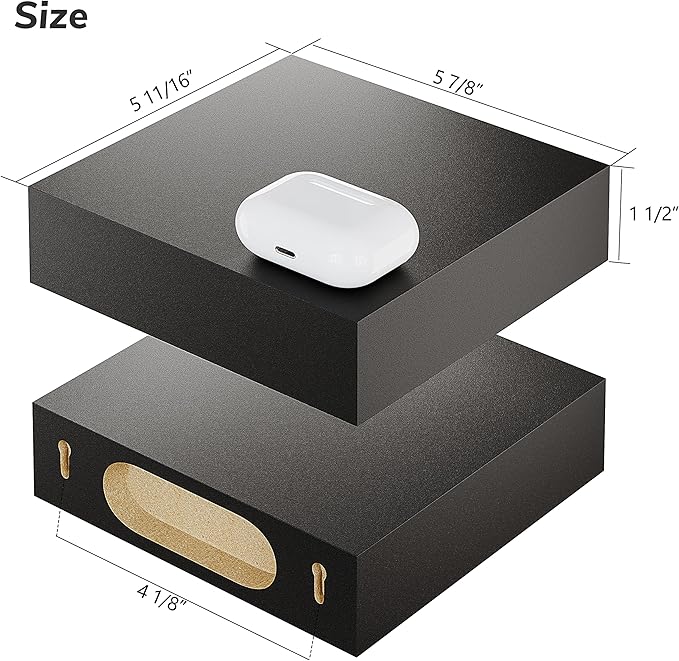 BAMEOS Small Floating Shelves for Wall, Small Black Shelf 5.9 * 5.7 Inch Display Ledges for Decor, Mini Shelf for Wall, Black-NeatNest