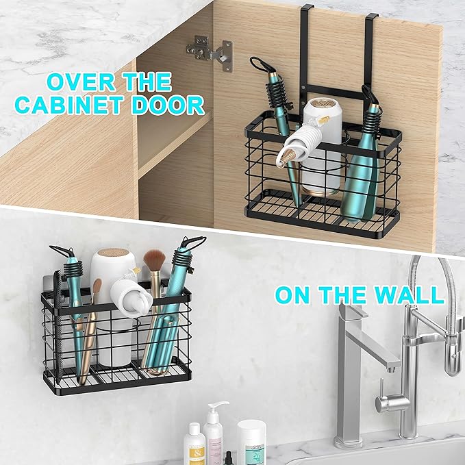 Hair Tool Organizer - Blow Dryer & Hair Dryer Holder Cabinet Door, Bathroom Organizer & Storage Basket for Styling Tools-NeatNest