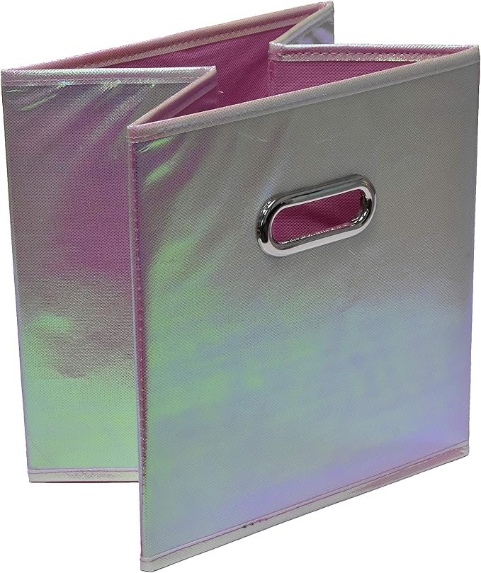 Handy Laundry 6-Pack Foldable Cube Storage Bins – Decorative Collapsible Organizer for Shelves, Closets, Underbed, Clothes, or Kids’ Toys (Shiny Pink)-NeatNest
