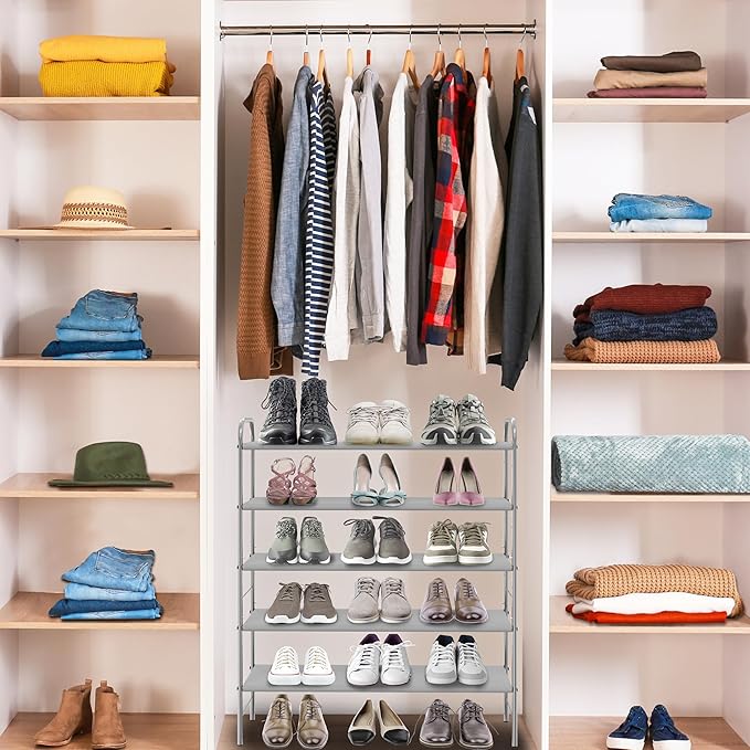 Simple Houseware 5-Tier Shoe Rack Storage Organizer, Grey-NeatNest