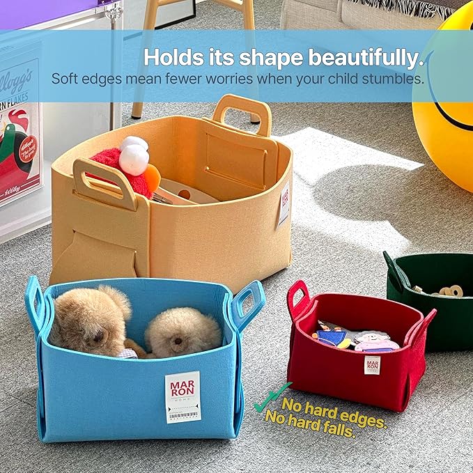 Collapsible Black Felt Storage Bin Medium 11"x7.1"x7.1" – Foldable Basket with Handles for Closet, Toy Storage, Laundry Room Organization, Decorative Storage Bins for Shelves, Cube Storage-NeatNest