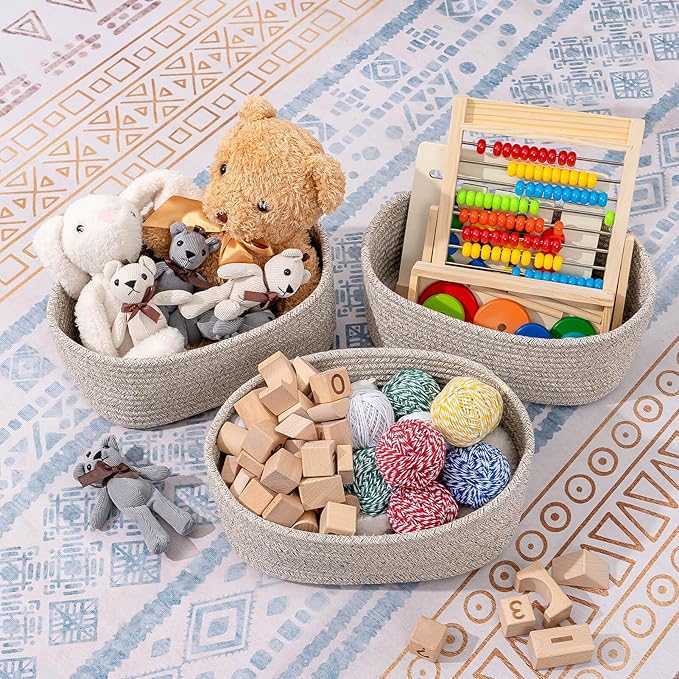 CubesLand Small Storage Baskets for Shelf,Cube Organizer Basket Bin,Woven Baskets for Shelves,Soft Toys Storage Basket,Baby Nursery Basket Bin,Home Decor 12 x 8 x 5.11 inches Light Brown-NeatNest