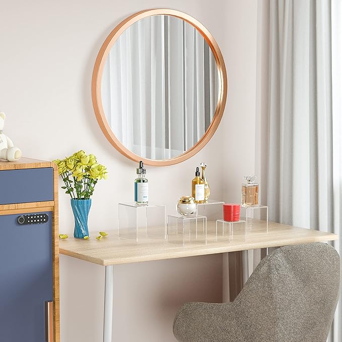 Clear Acrylic Risers 3 pcs, Square Acrylic Food Display Stands Tabletop, Display Shelf for Vendors, Collectibles, Funko Pop, Food, Glasses, Perfume, Small Plants - 5''x6''x7''-NeatNest